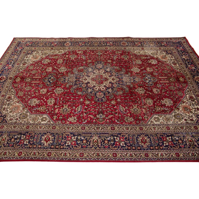1960s 1960s Vintage Persian Tabriz Handmade Medallion Brown Wool Rug For Sale - Image 5 of 7