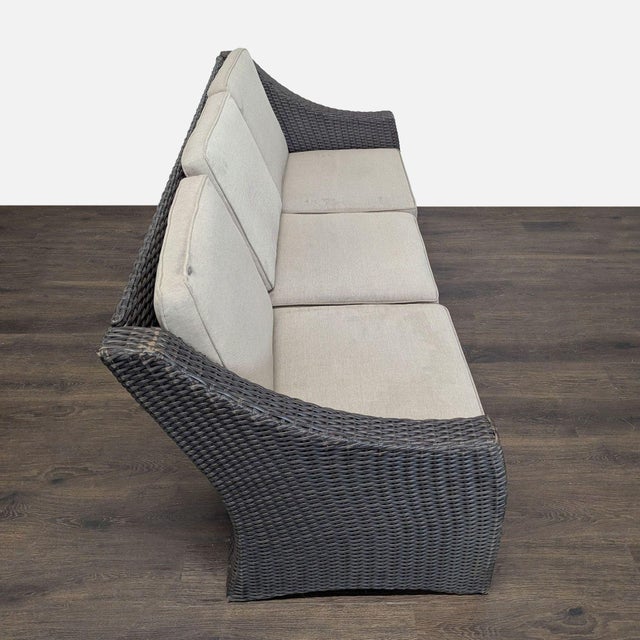 Threshold Outdoor All Weather Wicker 3-Seater Sofa With Cushions For Sale In San Francisco - Image 6 of 9