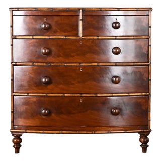 English 19th Century Mahogany & Faux Bamboo Chest For Sale