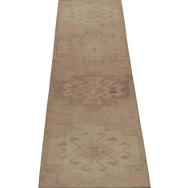 Tribal Vintage Tribal Runner in Pink With Beige and Green Medallion Patterns For Sale - Image 3 of 7