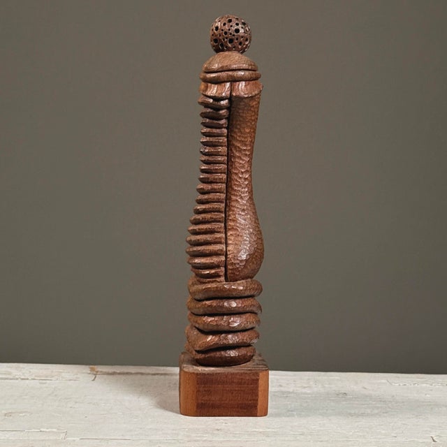 Abstract Vintage Outsider Hand Carved Biomorphic Sculpture For Sale - Image 3 of 9