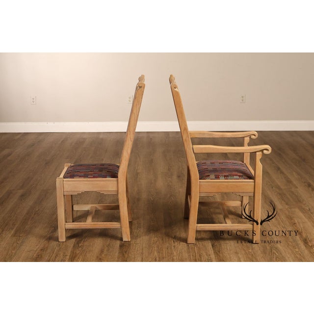 Southwest Style Vintage Set of Six Carved Pine Dining Chairs For Sale - Image 15 of 18