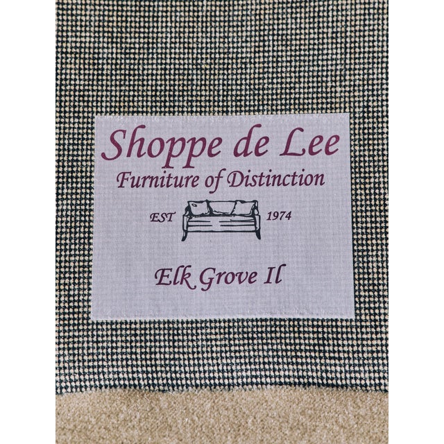 The Vintage Beige Mohair Sofa With Chocolate Brown Leather Contrast Piping For Sale In Chicago - Image 6 of 6