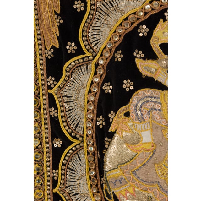 19th Century Kalaga Tapestry with Stones, Sequins & Colorful Thread For Sale - Image 11 of 12