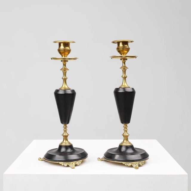 Empire Style Bronze and Ceramic Candlesticks, France, 1870s, Set of 2 For Sale - Image 9 of 9