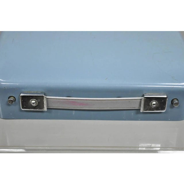 Vintage Brother Webster Xl-747 Portable Typewriter Baby Blue With Metal Case For Sale - Image 9 of 12