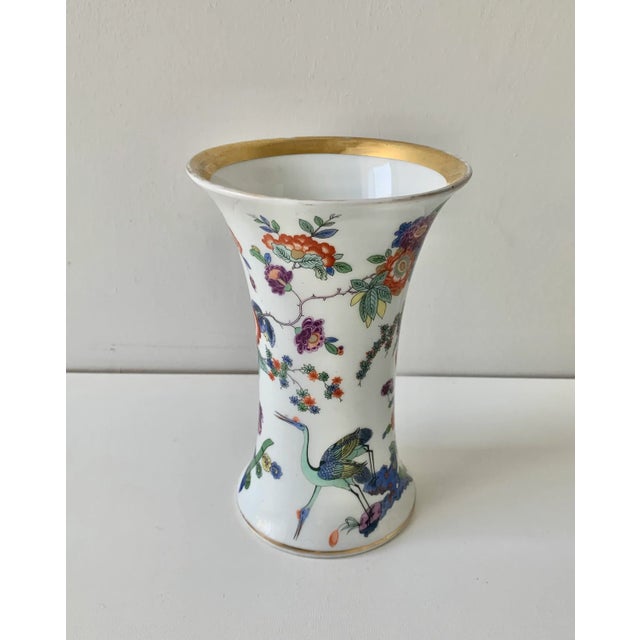 Small Vintage Chinoiserie Multicolor Crane Decor Porcelain Vase From Europe For Sale In San Diego - Image 6 of 6