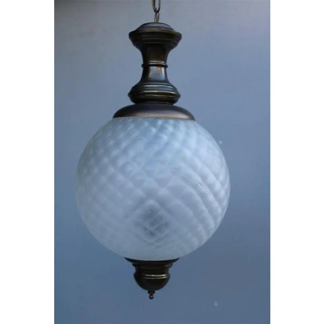 Brown Italian Round Lantern in Murano Glass and Burnished Brass, 1950s For Sale - Image 8 of 8