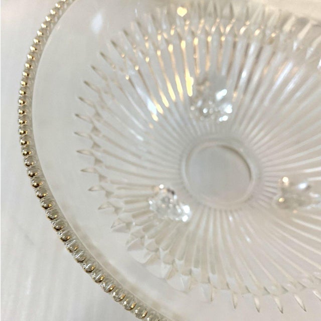 Mid-Century Modern Vintage Mid Century Modern Jeannette 3-Feet Nut/Candy Bowl Diamond-Paneled Sides Beaded Trim 1950s-70s For Sale - Image 3 of 8