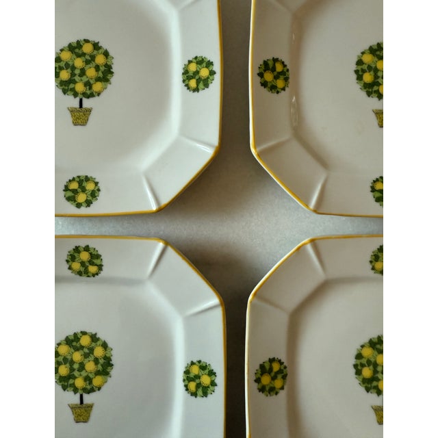 Mid 20th Century Set of 4 Mid Century Rossini Octagon Plates With Lemon Topiaries For Sale - Image 5 of 6