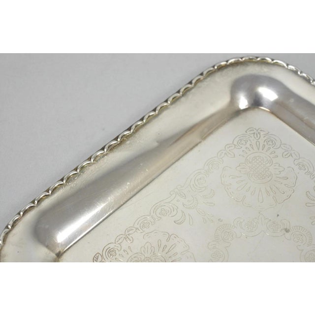 Late 20th Century Vintage Silver Plated Victorian Style 9" Square Small Trinket Dish Platter Tray For Sale - Image 5 of 12