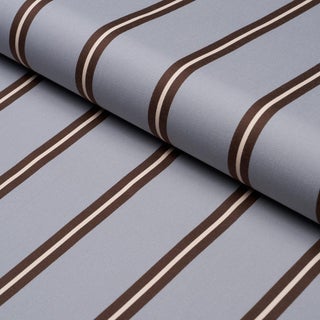 Schumacher Briony Stripe Fabric In Sky For Sale