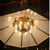 Metal Late 20th Century Ralph Lauren Art Deco Chandelier in Brass and Milk Glass For Sale - Image 7 of 10