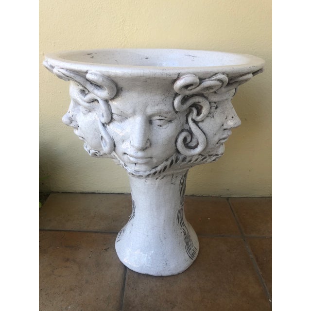 Vintage Large French Fiaence Medusa Head Planter For Sale - Image 4 of 7