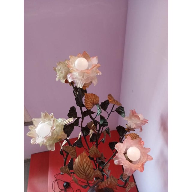 Vintage Floor Lamp with Murano Glass Roses, Italy, 1960s For Sale - Image 16 of 18