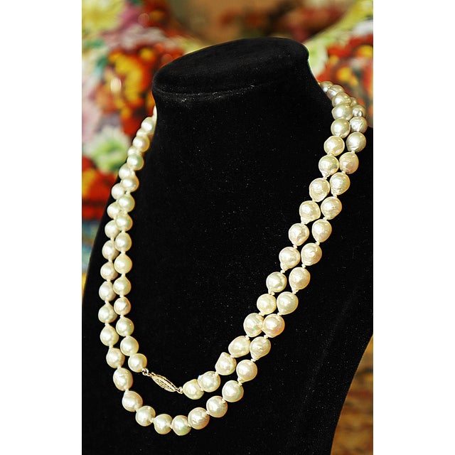 Traditional 1970s Opera Strand Semi Baroque Pearls, 36" For Sale - Image 3 of 16