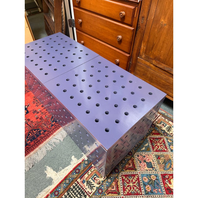 Purple Peg Board Storage Table on Casters For Sale - Image 11 of 12