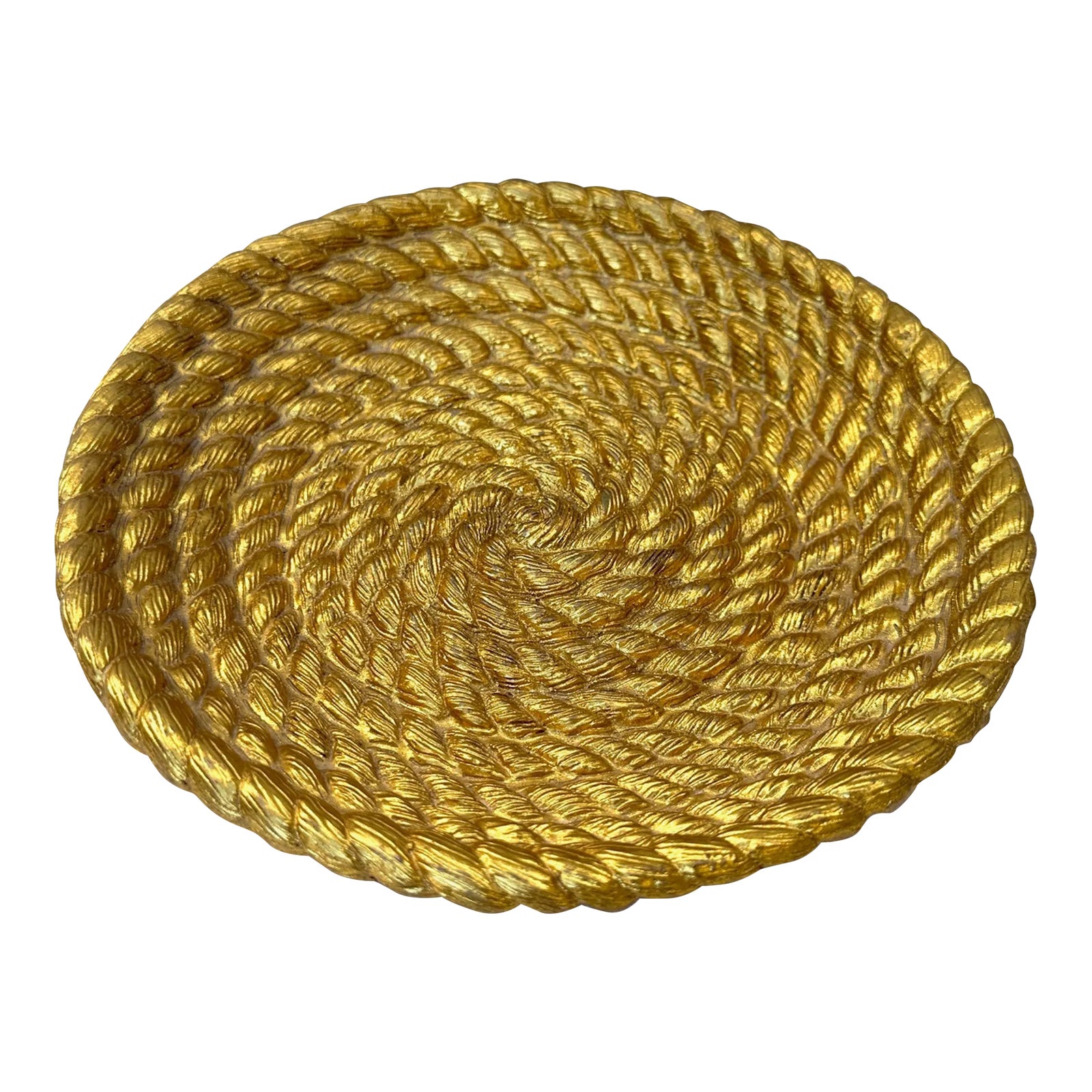 Vintage Gold Ceramic Rope Candle Bowl | Chairish