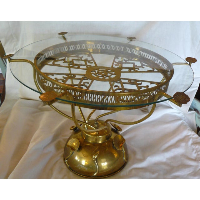 Hollywood Regency Brass Plated Lilypad Side Table For Sale - Image 11 of 11