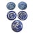 Vintage Blue and White Porcelain Decorative Set of 5 Plates Made in Japan For Sale