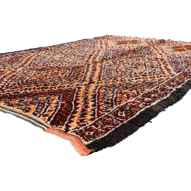 21914 Vintage Beni M'Guild Moroccan Rug, 06'09 x 09'07. The Shadow Citadel: A Vintage Beni M'Guild Moroccan Masterpiece of...