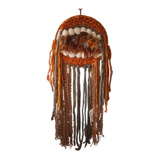 Vintage Mid-Century Modern Woven Wall Hanging For Sale