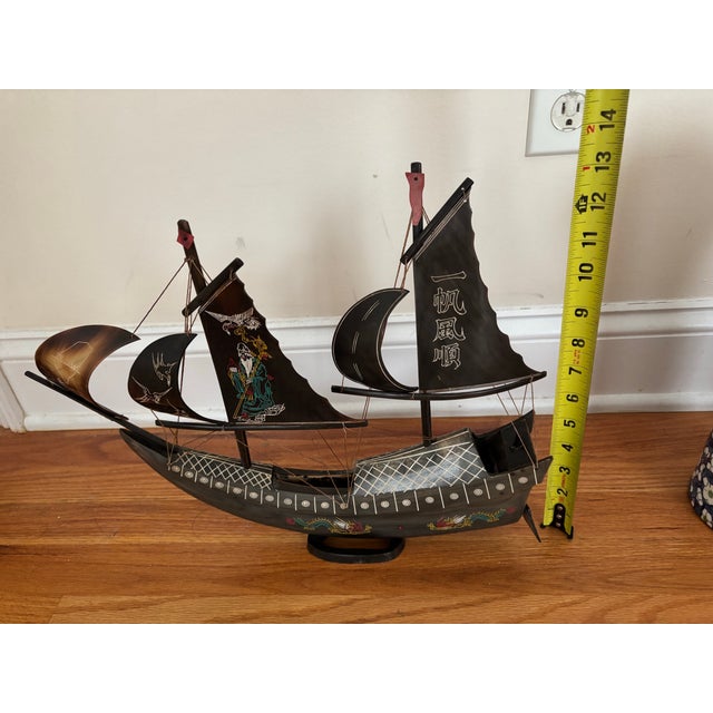 Amber Mid-Century Asian Carved Water Buffalo Horn Sailboat Model For Sale - Image 8 of 8
