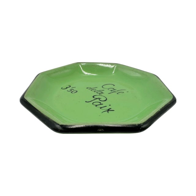 Mid-Century Modern Vintage Cafe De La Paix Paris Green Ashtray For Sale - Image 3 of 9