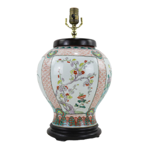 Chinese Famille Rose Vase Table Lamp in the Middle of the 20th Century