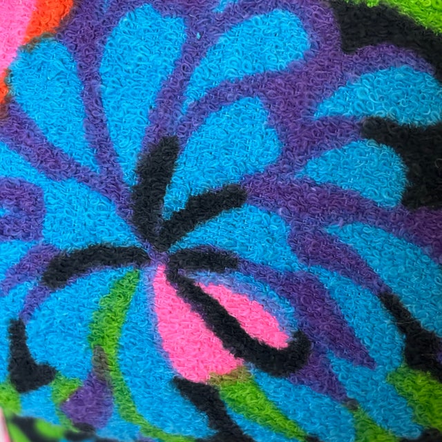 Mushroom Ottoman in Colorful Floral Mid Century Vintage Fabric For Sale - Image 13 of 15