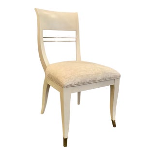 Caracole Couture Modern White Cut Velvet Sweet Seat Side Chair/Desk Chair For Sale