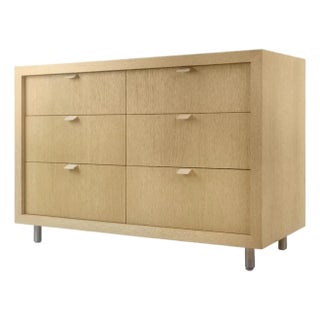 Modern Rees Roberts Partners Oak 6 Drawer Dresser with Leather Pulls For Sale