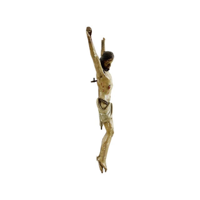 Anriquw Polychrome Wooden Corpus Christi Sculpture, 1700s For Sale - Image 9 of 15