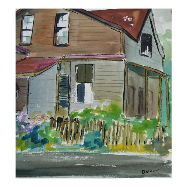 American Home and Garden Landscape by Monterey Bay Artist Artist Diane Baldwin For Sale - Image 3 of 3