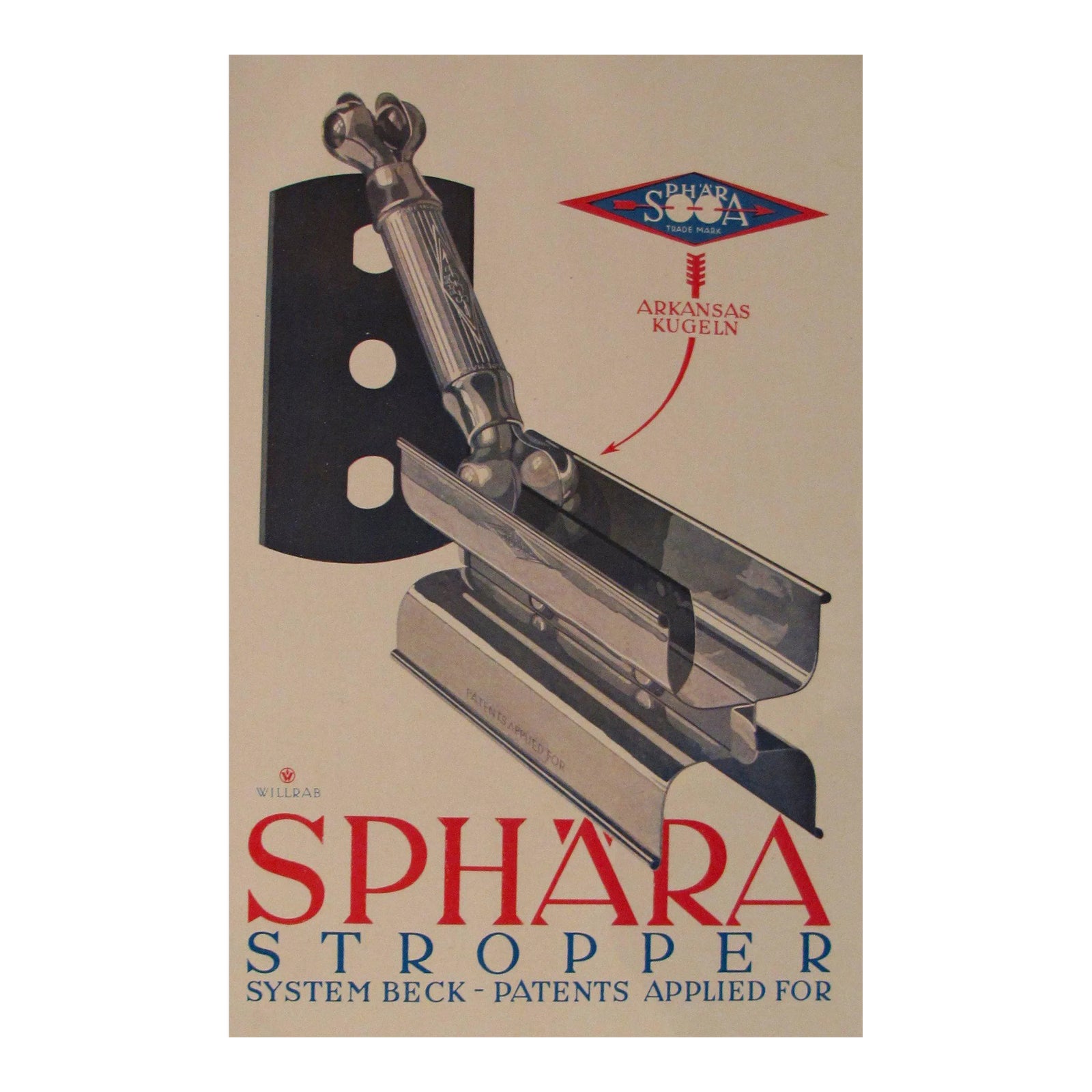 1923 Austrian Art Deco Poster, Sphara Razor Blades - Willrab | Chairish