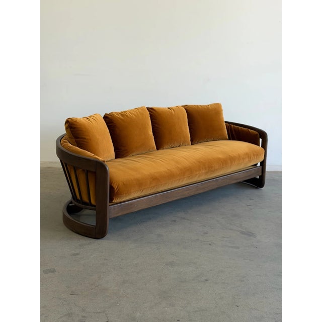 1970s Sculptural Oak Barrel Back Sofa Attributed to Howard Furniture For Sale In Los Angeles - Image 6 of 15