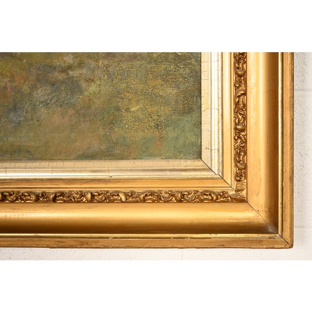 Allan Rutherford Wilber Original Artist Signed "River Walk" Oil Painting on Canvas in Carved Giltwood Frame For Sale - Image 11 of 14