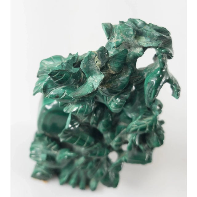 Wood Late 20th Century Chinese Carved Malachite Stone Vase With Base For Sale - Image 7 of 13
