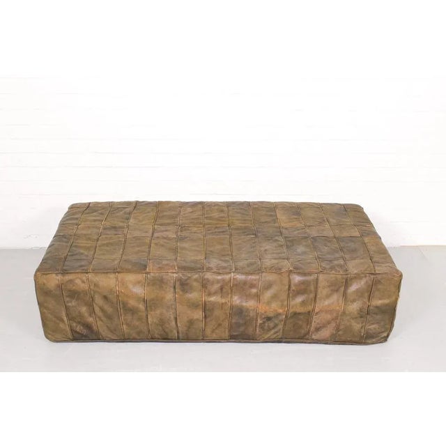 Mid-Century Brown Patchwork Leather Foot Stool, 1970s For Sale - Image 6 of 9