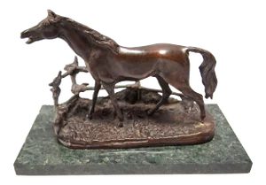 French Bronze Barrier Horse