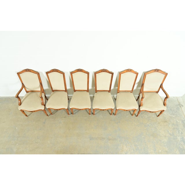 Late 20th Century Baker Furniture Style French Regency Louis XVI Carved Walnut Dining Chairs, Set of Six For Sale - Image 5 of 14