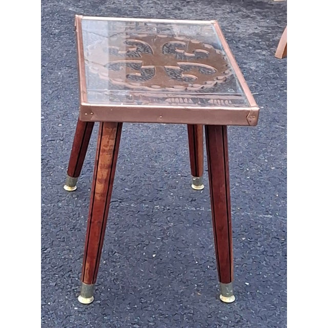 Gothic Late 20th Century Gothic Revival Style Copper Clad Wood and Brass Side Table For Sale - Image 3 of 7