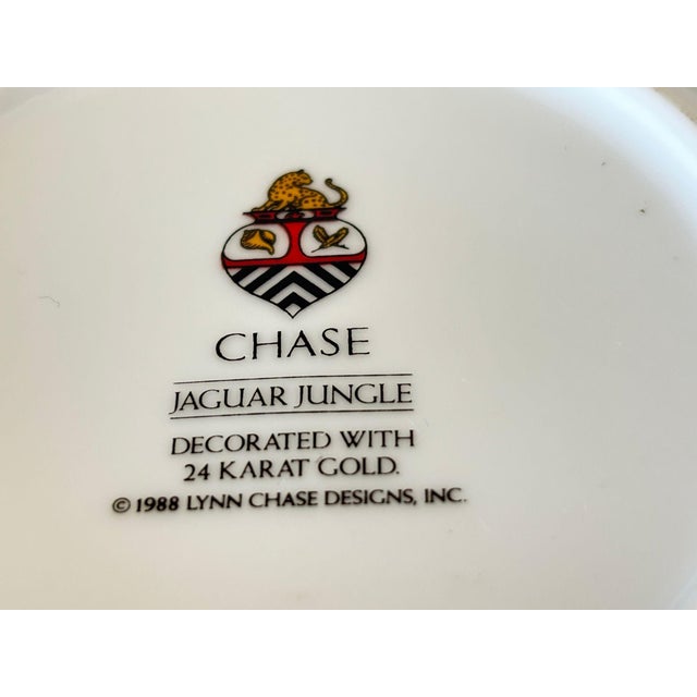 Contemporary Lynn Chase Designs Jaguar Jungle Saucer Dish Black Border and 24k Gold Rim For Sale - Image 3 of 6