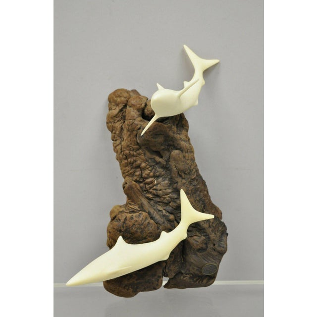 Vintage John Perry Mako Shark Sculpture on Burl Wood Base Chairish