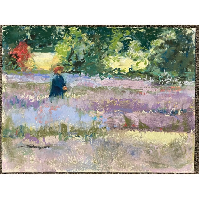 Impressionist pastel on heavy paper by Washington State artist Susan Flora Glendenning (born 1948). Landscape of a...