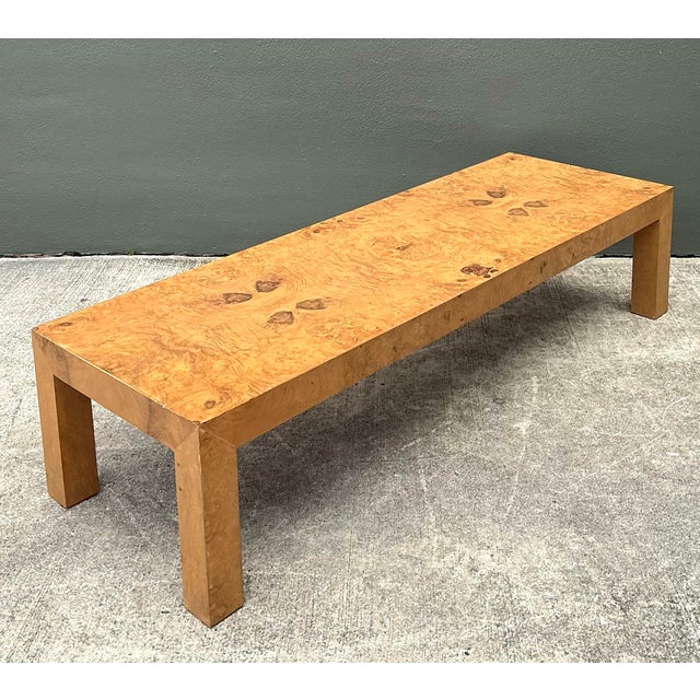 Vintage Burl Wood Parsons Coffee Table For Sale - Image 11 of 12