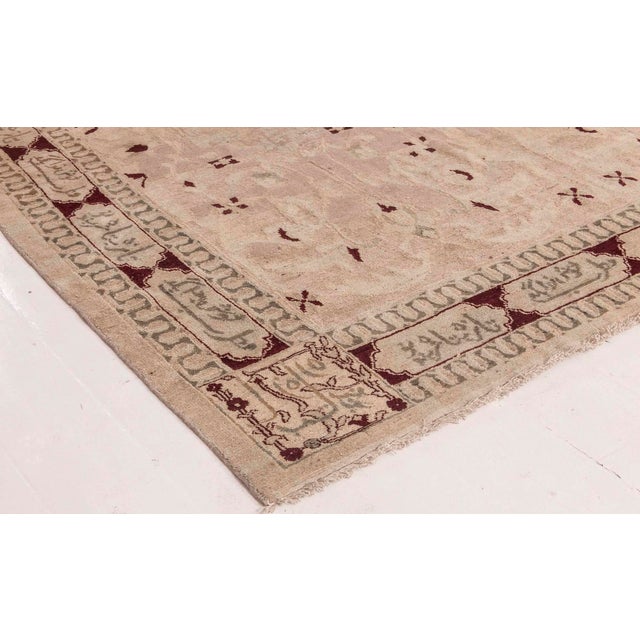 Authentic 19th Century Indian Agra Handmade Wool Carpet For Sale - Image 4 of 4