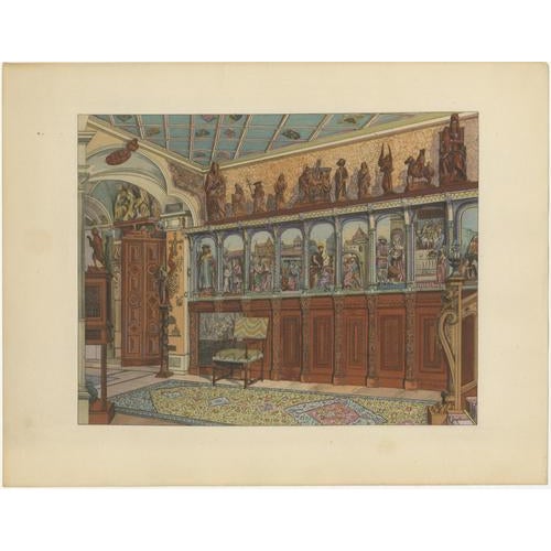 French Artist, Oriental Splendours: Two Historic Interior Views from Fin-de-Siècle, 1900s, Print For Sale - Image 4 of 10