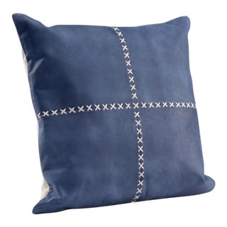 Wildwood Laredo Leather Pillow - Blue For Sale