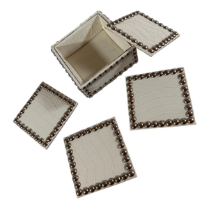 1990s Cool, Faux Alligator, Print, Stacking 4 Coasters With Silver Nail Heads with Box